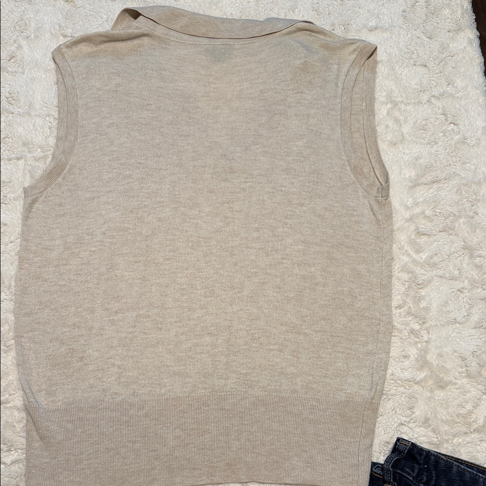 Ann Taylor Factory Beige Sleeveless Collared Tank Top - Picture 3 of 3